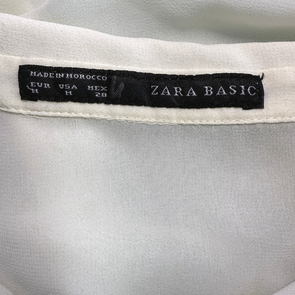 Zara Basic Women's Sheer 1Studded Cuff Button Top Size M Boho Classic Feminine - Picture 5 of 6